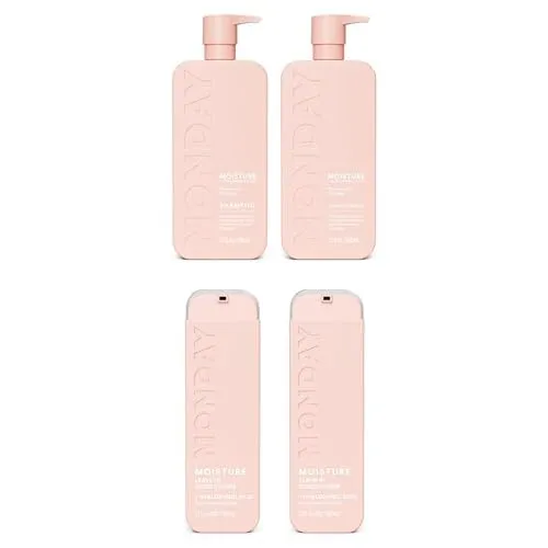 Bundle of MONDAY HAIRCARE Moisture Shampoo   Conditioner Set (2 Pack) 27oz Eachs   MONDAY HAIRCARE Moisture Leave-in Conditioner 5 Oz Dual Pack