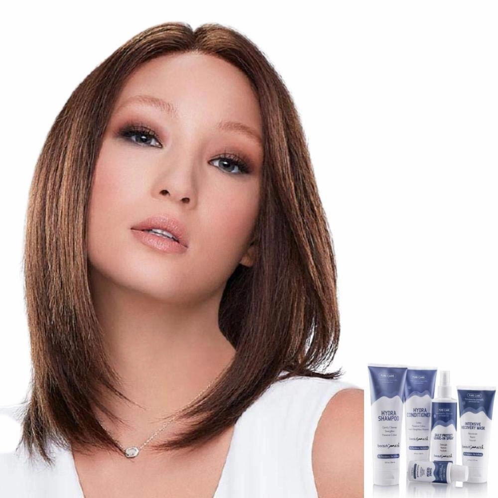 Bundle - 7 item: Carrie Hand-Tied Exclusive Remy Human Hair Wig by Jon Renau, Christy's Wigs Q & A Booklet, BeautiMark Hydra Shampoo Conditioner Mask Protect Leave-In Spray Shine Serum - 24B22RN