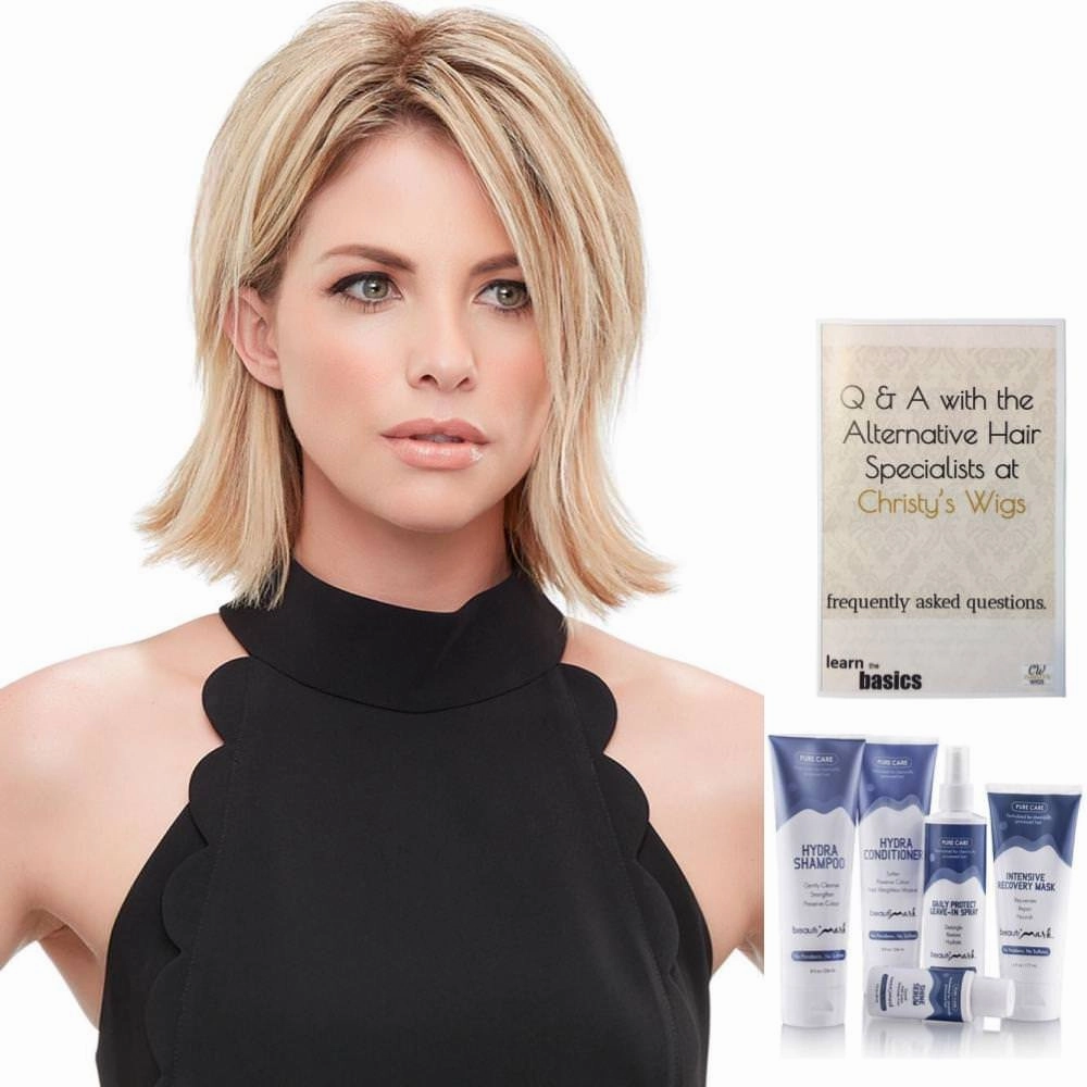 Bundle - 7 Items: 8" XL easiPart Exclusive Remy Human Hair Topper by Jon Renau, Christy's Wigs Q & A Booklet, BeautiMark Hydra Shampoo Conditioner Mask Protect Leave-In Spray Shine Serum: 12FS8