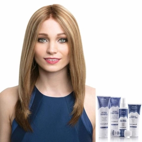 Bundle - 7 items: Alexis Human Hair Wig by Rene Paris, Christy's Wigs Q & A Booklet, BeautiMark Hydra Shampoo Conditioner Mask Protect Leave-In Spray Shine Serum - Color: 2/4