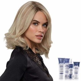 Bundle - 7 Items: Carrie Petite Exclusive Remy Human Hair by Jon Renau, Christy's Wigs Q & A Booklet, BeautiMark Hydra Shampoo Conditioner Mask Protect Leave-In Spray Shine Serum - Color: 6RN