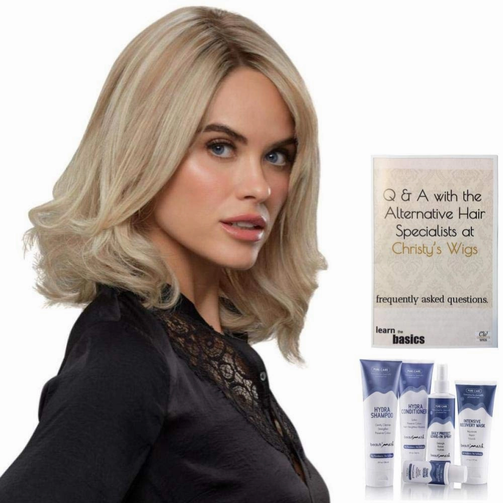 Bundle - 7 Items: Carrie Petite Exclusive Remy Human Hair by Jon Renau, Christy's Wigs Q & A Booklet, BeautiMark Hydra Shampoo Conditioner Mask Protect Leave-In Spray Shine Serum - Color: 6RN