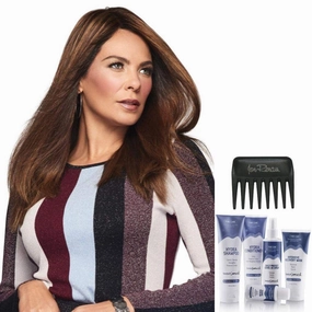 Bundle - 7 Items: Indulgence Remy Human Hair Hairpiece by Raquel Welch, Christy's Wigs Q & A Booklet, BeautiMark Hydra Shampoo Conditioner Mask Protect Leave-In Spray Shine Serum - Color: SS14/88