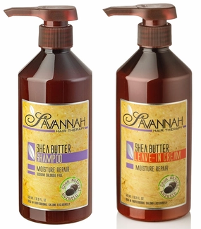 Bundle: Raw Shea Butter Shampoo 16.9 oz (500ml)   Leave-in-Cream 16.9 oz (500ml), for All Types of Hair, Natural Keratin Treatment, Sulfate Free Moisture Repair Treatment