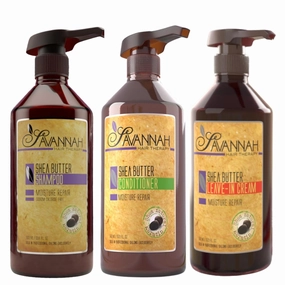 Bundle: Shea Butter Shampoo 16.9 oz (500ml)   Conditioner 16.9 oz (500ml)   Leave-in-Cream 16.9 oz (500ml), for All Types of Hair, Natural Keratin Treatment