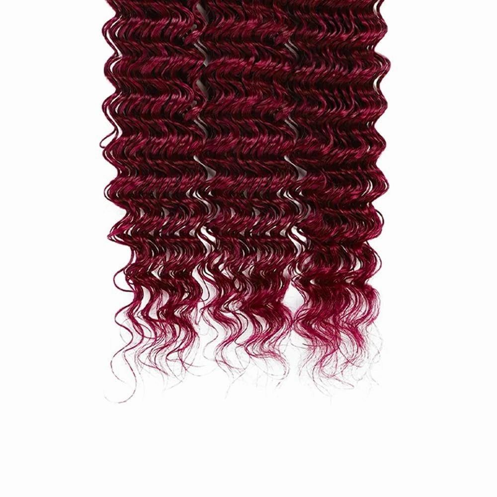 Burgundy 99J Human Hair Bundles 08 10 12 Inch Deep Wave Bundles Human Hair 12A Unprocessed Virgin Raw Quick Weave Hair for Black Women Burgundy 99J Color
