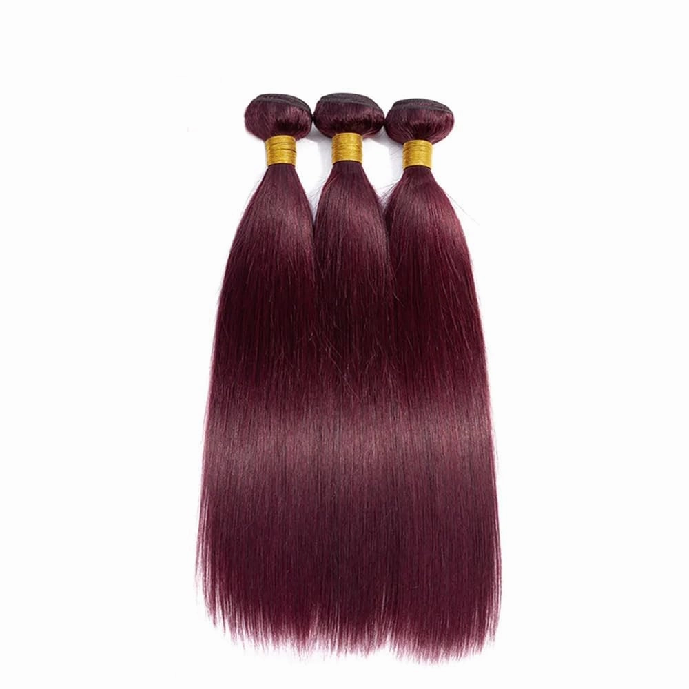 Burgundy 99J Human Hair Bundles 08 10 12 Inch Straight Wave Bundles Human Hair 12A Unprocessed Virgin Raw Quick Weave Hair for Black Women Burgundy 99J Color