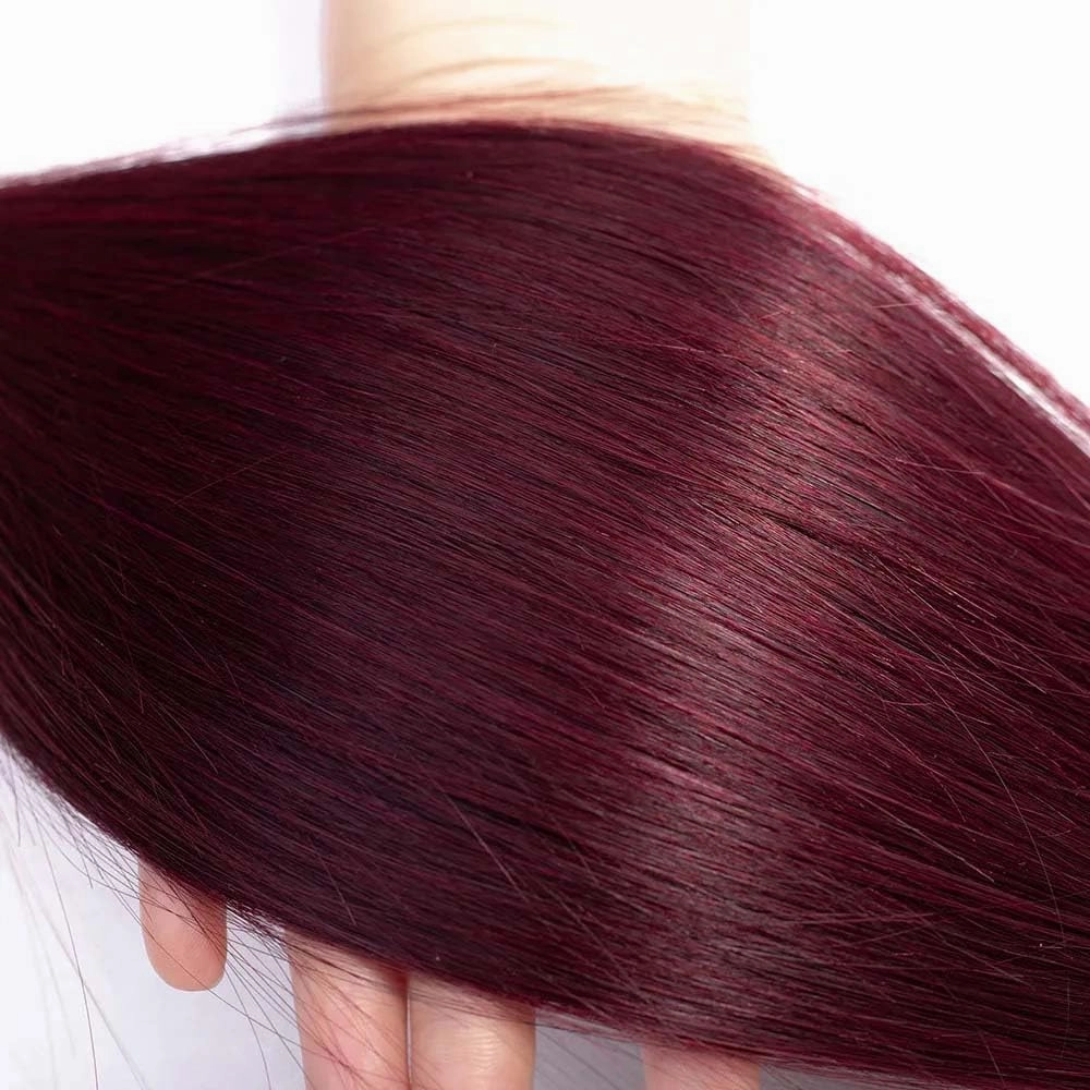 Burgundy 99J Human Hair Bundles 08 10 12 Inch Straight Wave Bundles Human Hair 12A Unprocessed Virgin Raw Quick Weave Hair for Black Women Burgundy 99J Color