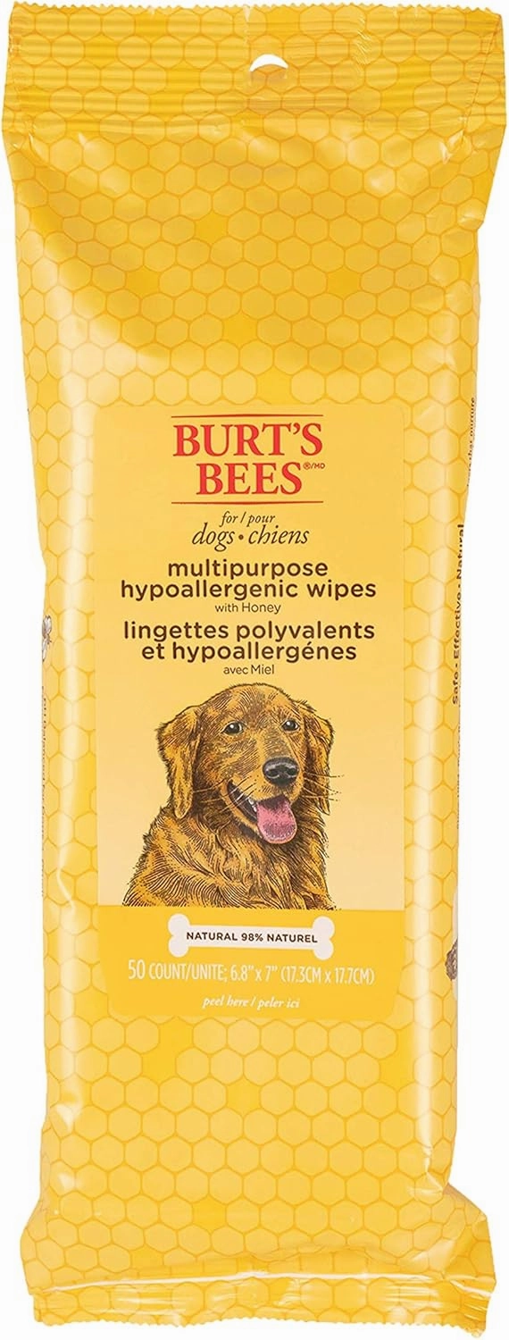 Burt's Bees for Pets Multipurpose Dog Wipes with with Honey, 3pk, 98% Natural Origin Formulas, Hypoallergenic Dog Wipes Cleaning, Dog Cleaning Wipes, Dog Wipes for Paws and Butt, epk50ct