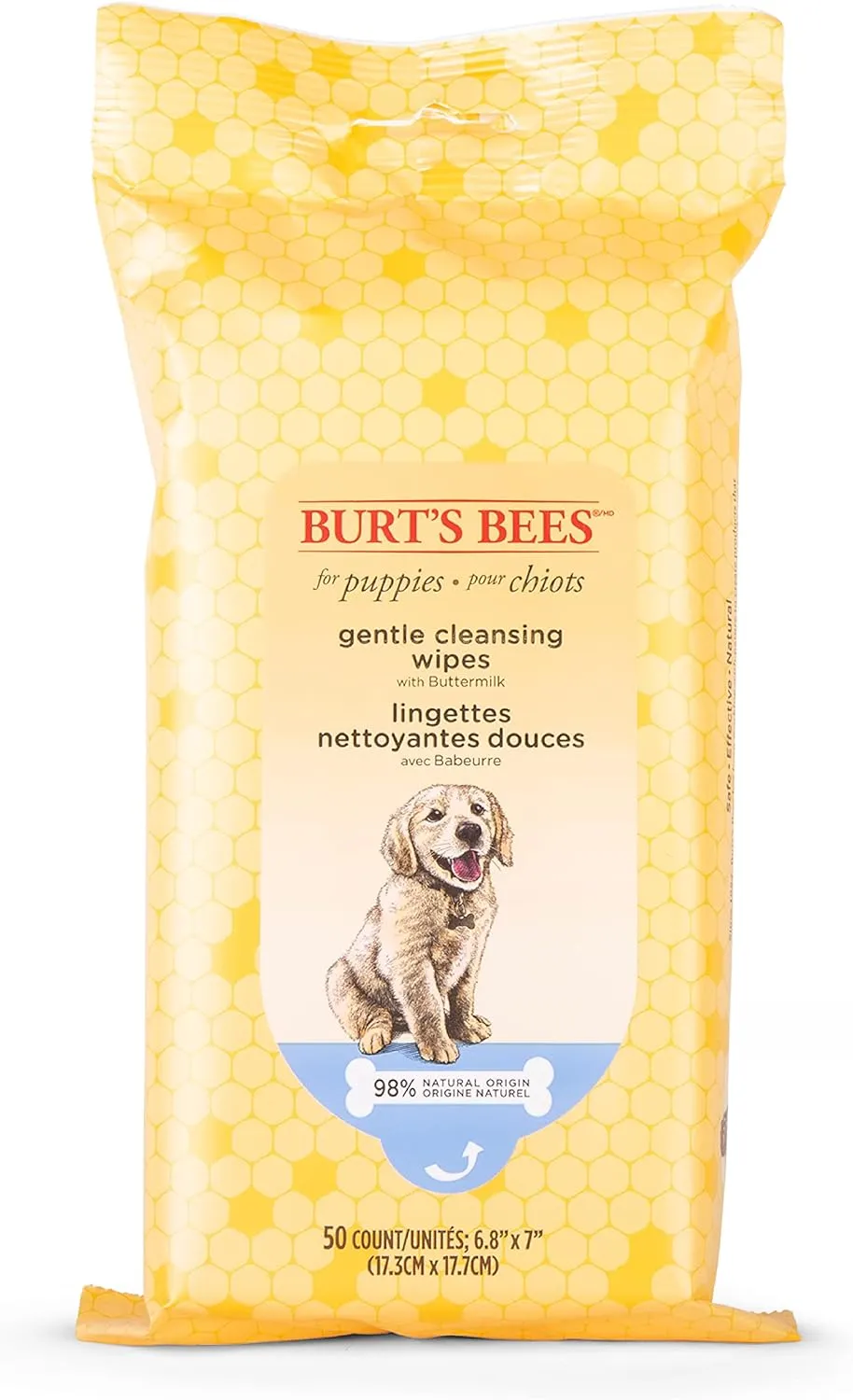 Burt's Bees for Pets Gentle Cleansing Puppy Wipes with Buttermilk, 6pk, 98% Natural Origin Formulas, Hypoallergenic Dog Wipes Cleaning, Dog Cleaning Wipes, Dog Wipes for Paws and Butt, 6pk, 100ct