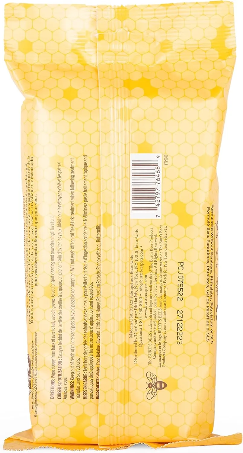 Burt's Bees for Pets Gentle Cleansing Puppy Wipes with Buttermilk, 6pk, 98% Natural Origin Formulas, Hypoallergenic Dog Wipes Cleaning, Dog Cleaning Wipes, Dog Wipes for Paws and Butt, 6pk, 100ct