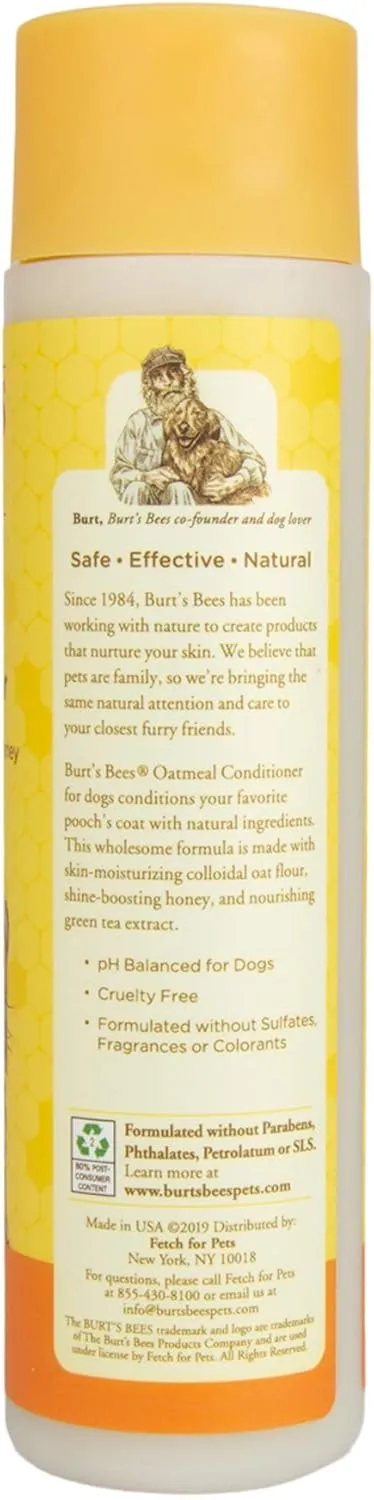 Burt's Bees for Pets Oatmeal Dog Conditioner with Colloidal Oat Flour and Honey, 95% Natural Origin Formulas, Gentle Canine Conditioning for Itchy Dogs, 6pk, 10 oz