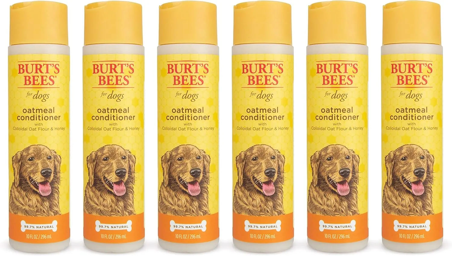Burt's Bees for Pets Oatmeal Dog Conditioner with Colloidal Oat Flour and Honey, 95% Natural Origin Formulas, Gentle Canine Conditioning for Itchy Dogs, 6pk, 10 oz