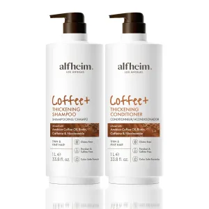 Caffeine Infused Shampoo and Conditioner Set | Caffeine, Keratin & Niacinamide | Fortifies Fragile Hair & Control Scalp Balance | Sulfate-Free for Fine & Color Treated Hair | 33.8 Oz Each