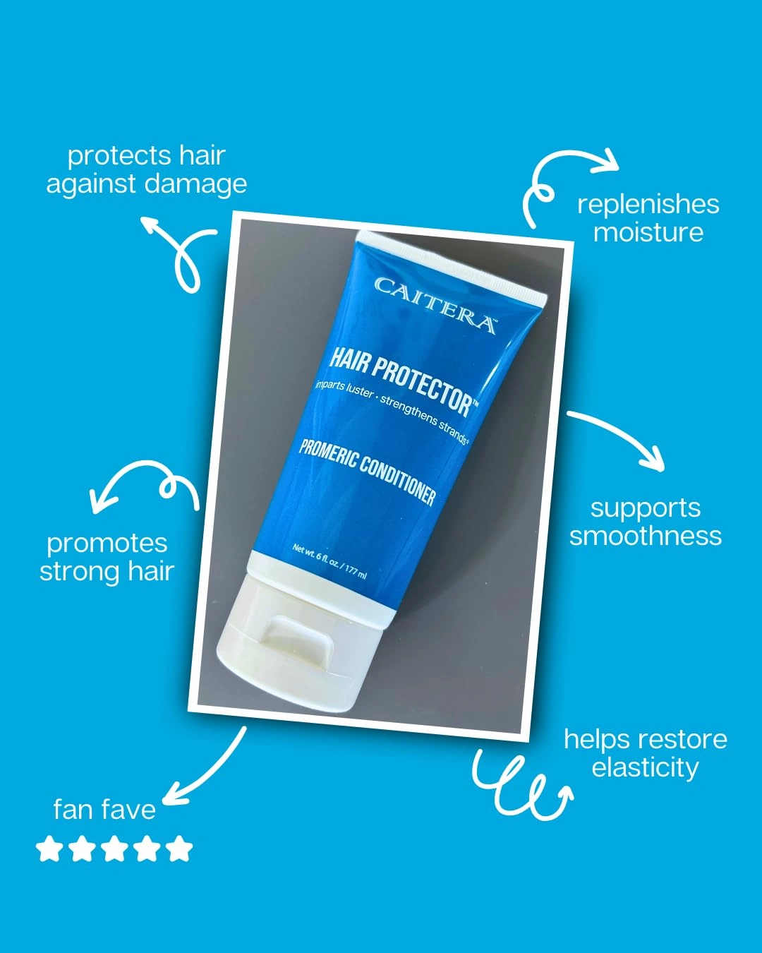 Caitera™ Hair Protector Promeric Conditioner | Supports Lustrous Hair Growth | Turmeric   Biotin   Procapil   Rosemary and Peppermint Oils for Thinning Hair