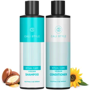Cali Style Shampoo and Conditioner Set for Dry & Damaged Hair | Vegan Shampoo and Conditioner | Strengthens Hair Fiber | Paraben & Sulfate-Free | Hydrates Hair | Deeply Cleanses & Detangles (16.9 Oz)