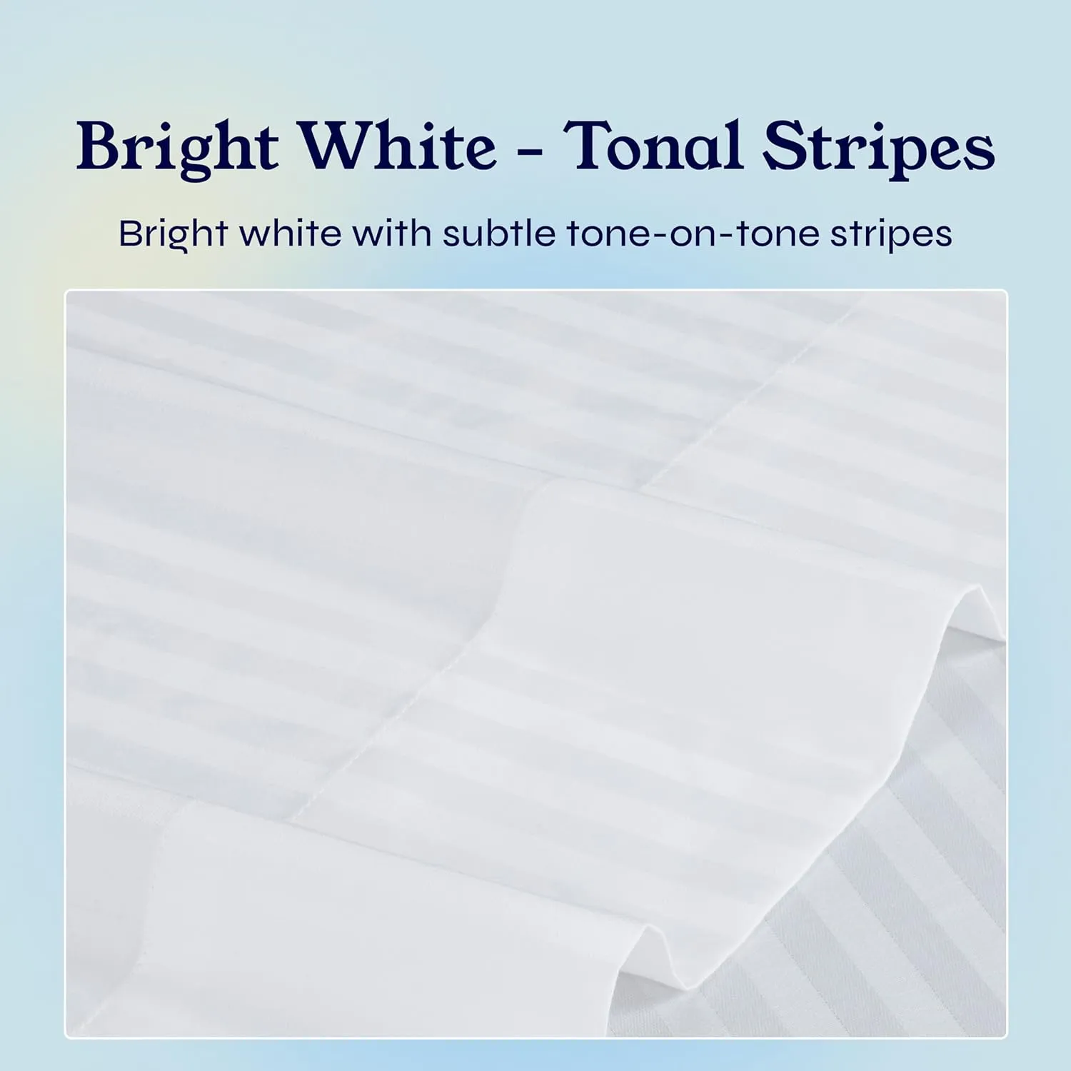 California Design Den Striped Full Size Bed Sheets Set - Soft 400 Thread Count Sateen, Natural 100% Cotton Sheets Set with Deep Pockets, Breathable, Cooling and Durable Bedding - Striped White