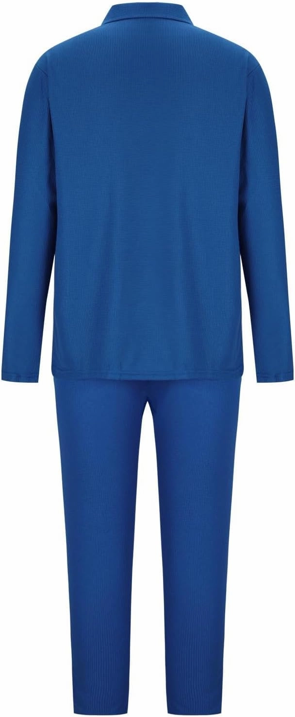 Cambkatl Men's Waffle Knit Tracksuits Lapel Collar Full Zip Up Long Sleeve Jacket 2 Piece Casual Athletic Jogging Outfits