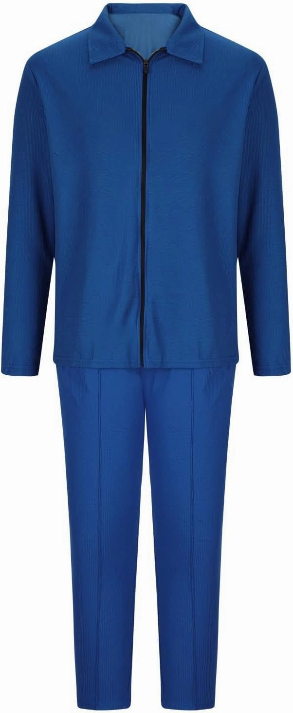 Cambkatl Men's Waffle Knit Tracksuits Lapel Collar Full Zip Up Long Sleeve Jacket 2 Piece Casual Athletic Jogging Outfits