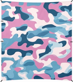 Camouflage Peach Blue Beach Canopy UPF50  Easy Setup Large Sun Shade with Sand Pockets for Camping Trips, Fishing, Backyard Fun or Picnics