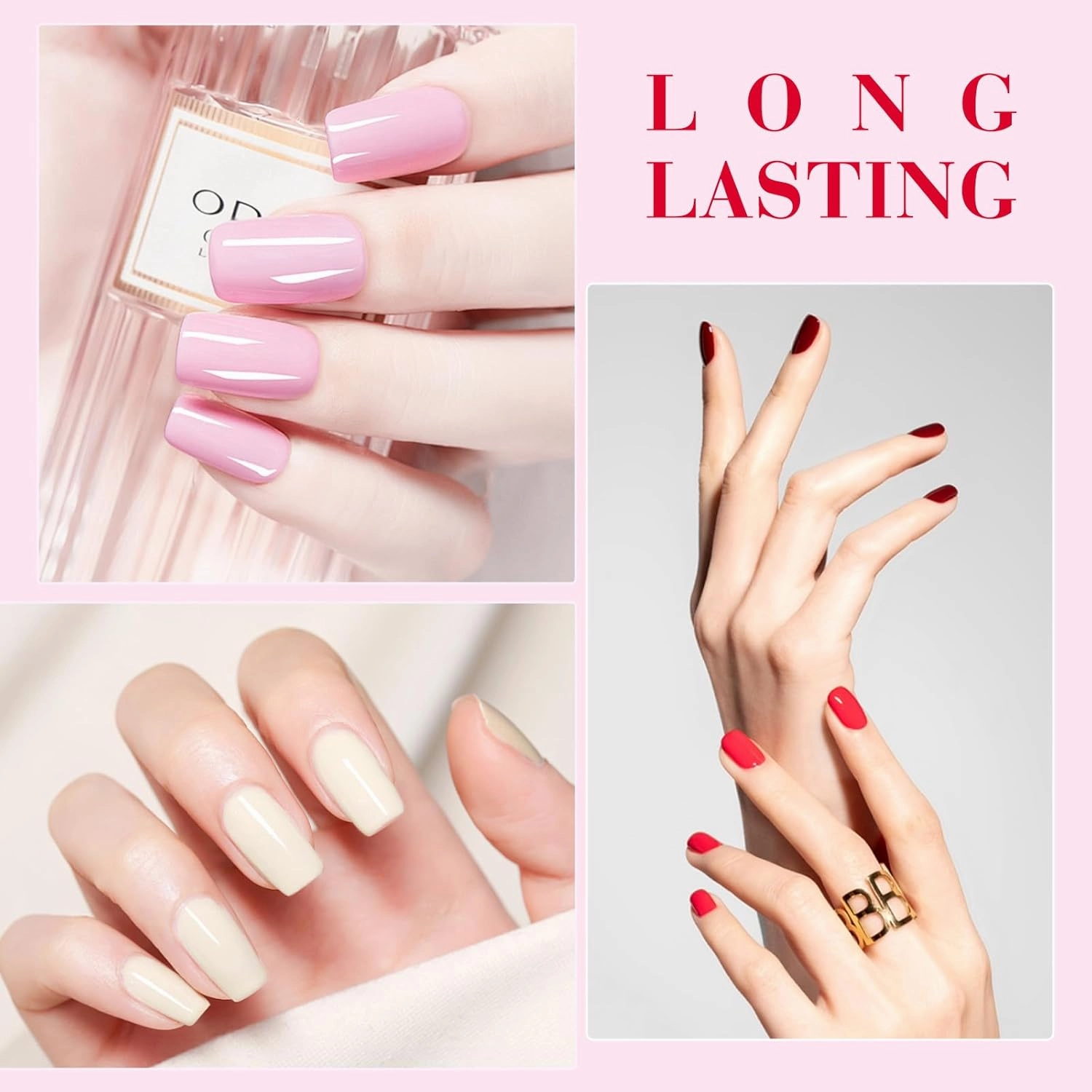 CANNI Pink Gel Nail Polish Set 6 Colors, Hot Pink Light Bright Pink Magenta Tones Craze Nail Art Design at Home DIY Soak off UV LED Manicure French Nail Salon