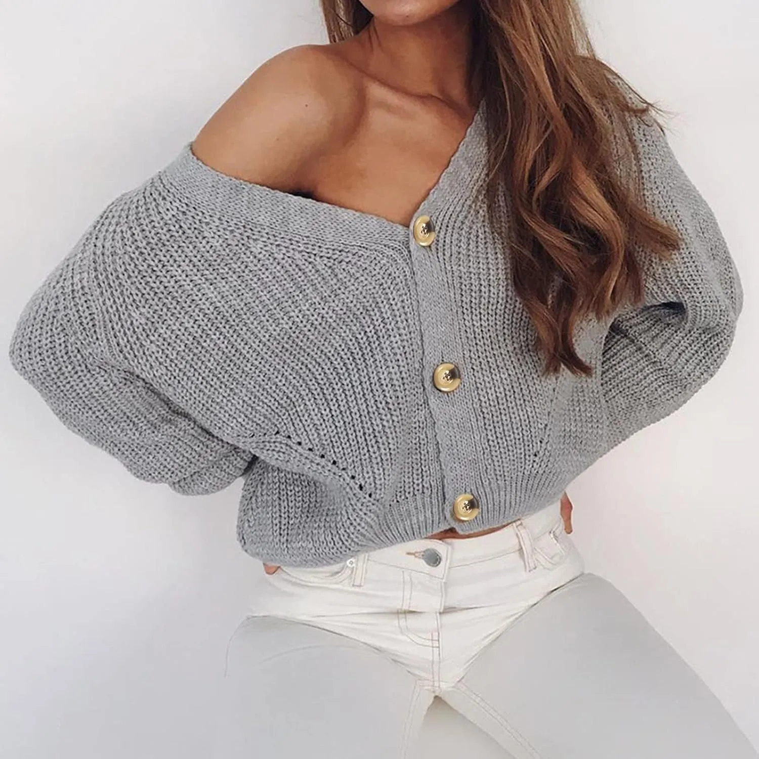 Cardigans for Women Loose Buttons Hollow Out Cardigan Sweater Autumn Open Front Knitted Sweater Women's 2024 Fall