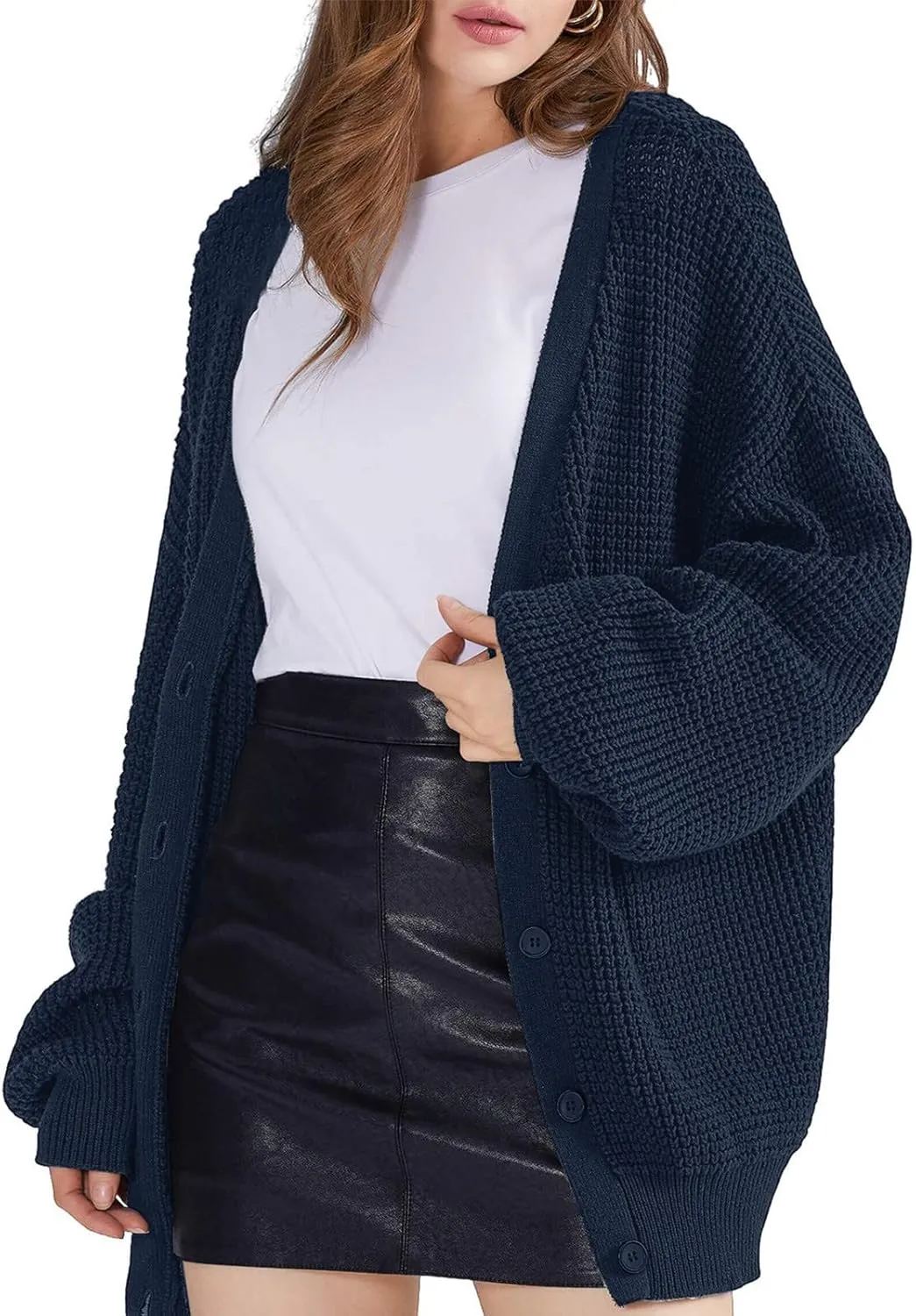 Cardigans for Women Loose Coat Button Down Long Sleeve Oversized Knit Cardigans Casual Soft Drape Fall Cardigan