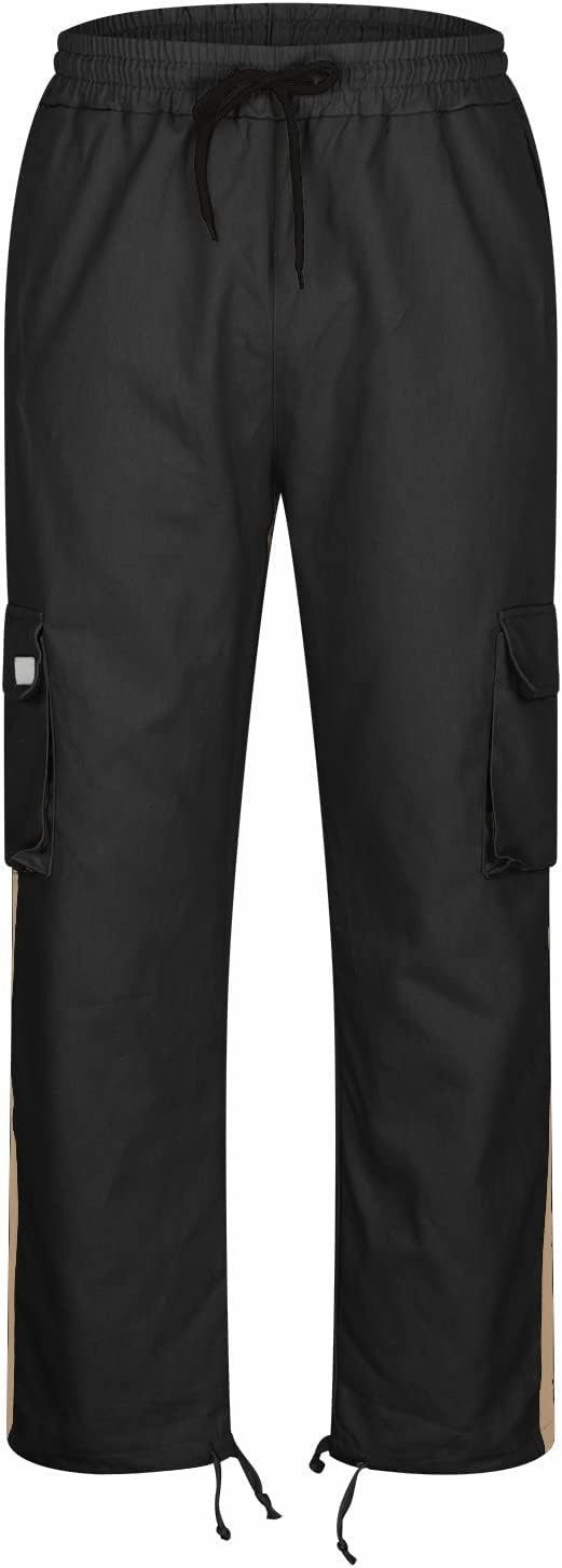 Cargo Pants for Men Relax Fit Elastic Waist Drawstring Pants Fishing Travel Outdoor Stretch Trousers with Pockets