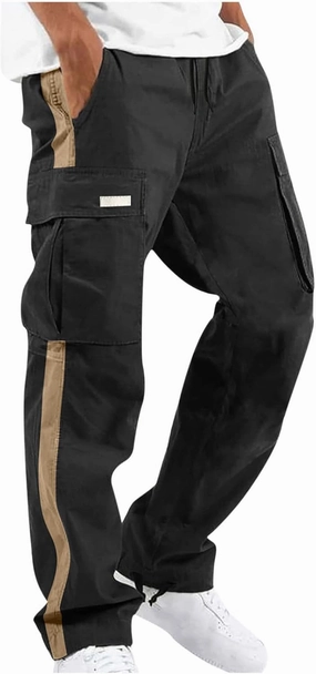 Cargo Pants for Men Relax Fit Elastic Waist Drawstring Pants Fishing Travel Outdoor Stretch Trousers with Pockets