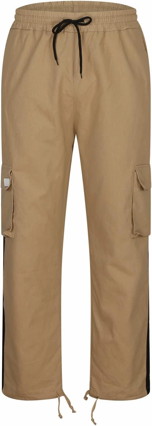 Cargo Pants for Men Relax Fit Elastic Waist Drawstring Pants Fishing Travel Outdoor Stretch Trousers with Pockets
