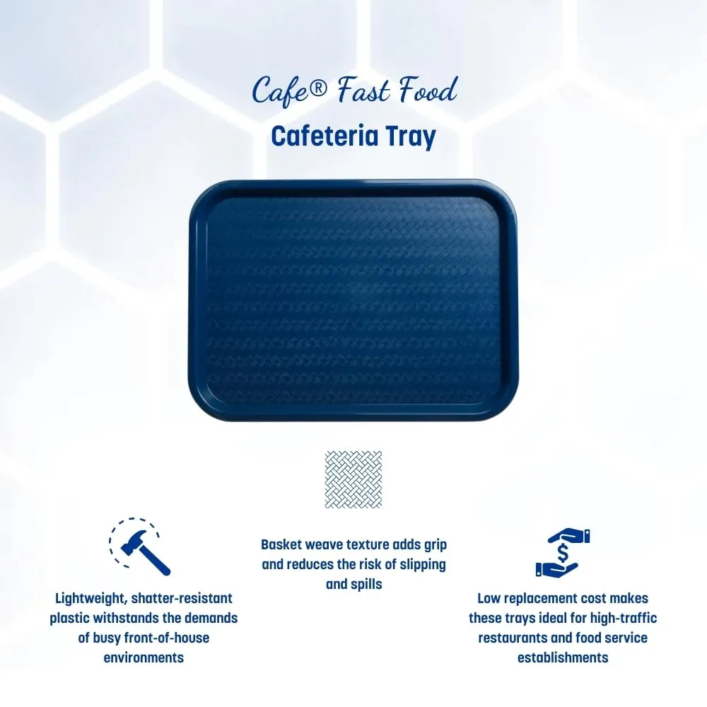 Carlisle FoodService Products CT101414 Café Standard Cafeteria / Fast Food Tray, 10" x 14", Blue (Pack of 24)