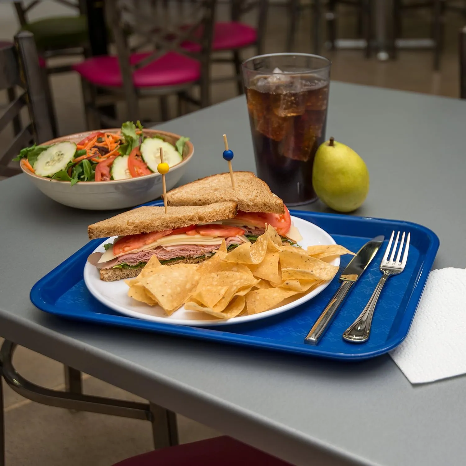 Carlisle FoodService Products CT101414 Café Standard Cafeteria / Fast Food Tray, 10" x 14", Blue (Pack of 24)