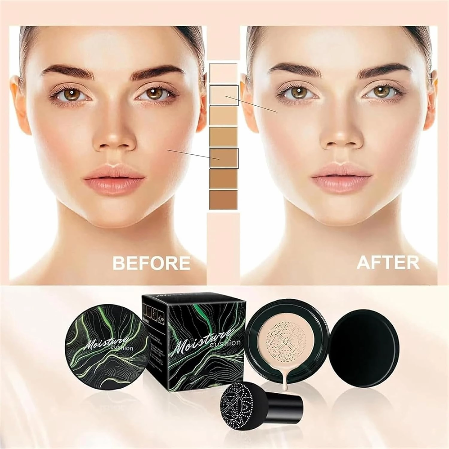 Cedar and Ash Makeup, Cedar and Ash Cc Cream, Mushroom Head Air Cushion Cc Cream, Lightweight Full Coverage Foundation, Hydrating & Natural Finish, Suitable for All Skin Types
