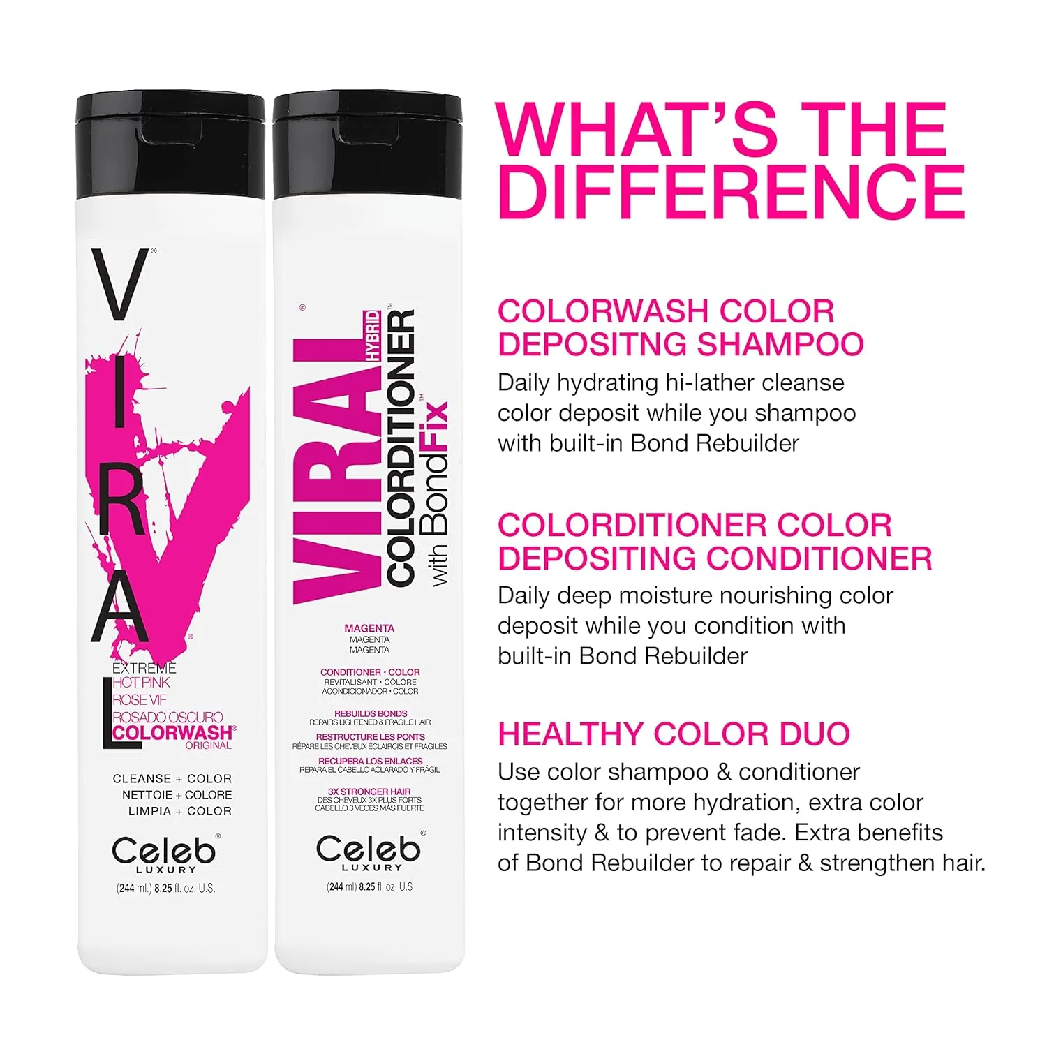Celeb Luxury Color Depositing Conditioner - Color Refresher with Bondfix Bond Rebuilder, Viral and Gem Lites, Pairs with Colorwash