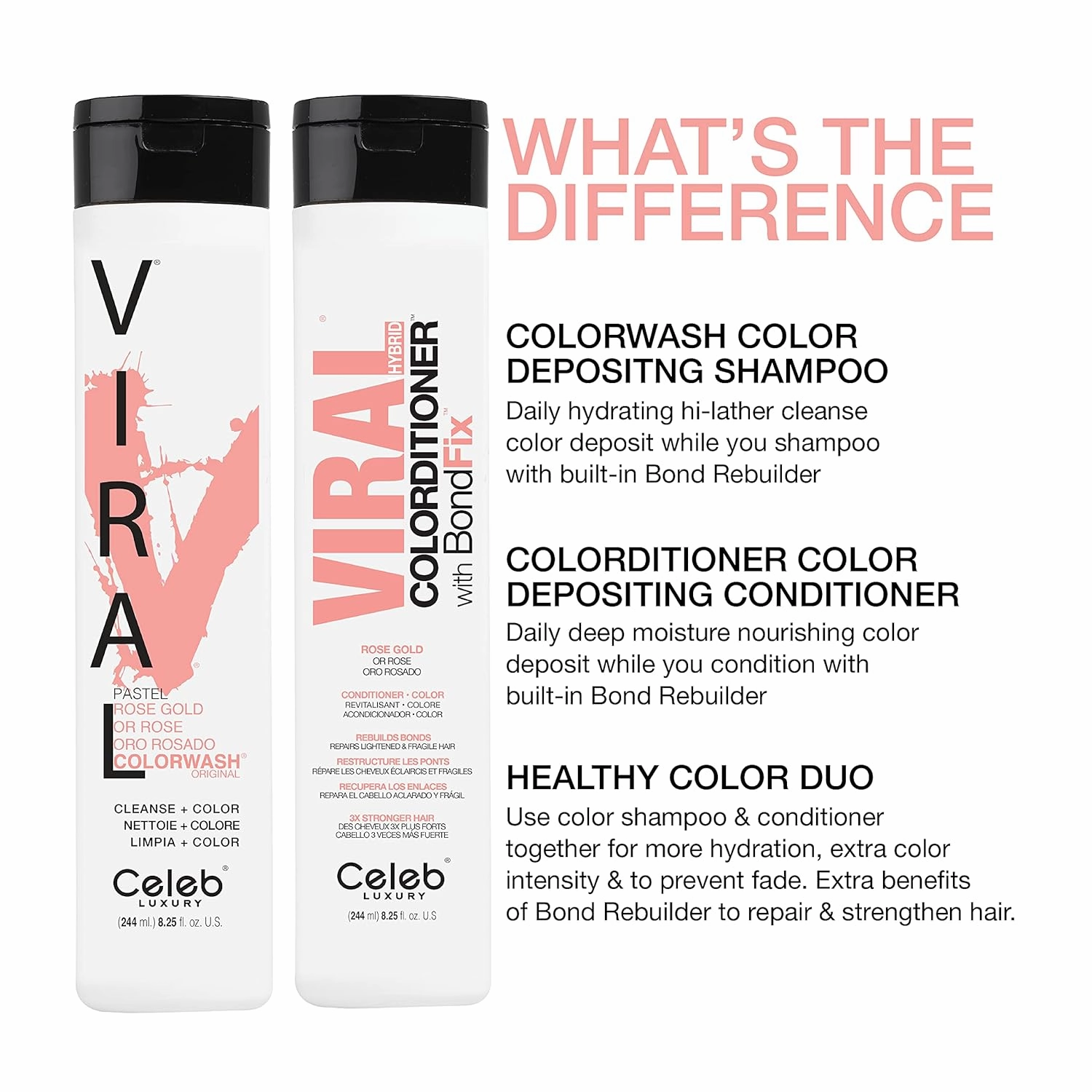 Celeb Luxury Color Depositing Conditioner - Color Refresher with Bondfix Bond Rebuilder, Viral and Gem Lites, Pairs with Colorwash