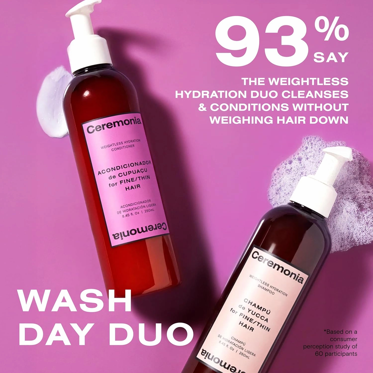 Ceremonia Weightless Hydration Conditioner with Vegan Keratin, Cupuaçu Butter & Castor Oil for Fine/Thin Hair, 8.45 Fl Oz | 250 mL