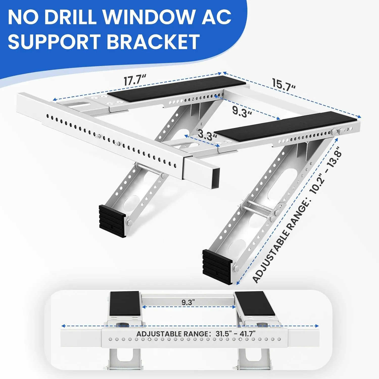 Cesluck No Drill Window AC Support Bracket: Adjustable Air Conditioner Support Bracket, Heavy Duty, Fits Single & Double-Hung Windows, Universal Units for 5000-24000 BTU, Up to 220 lbs