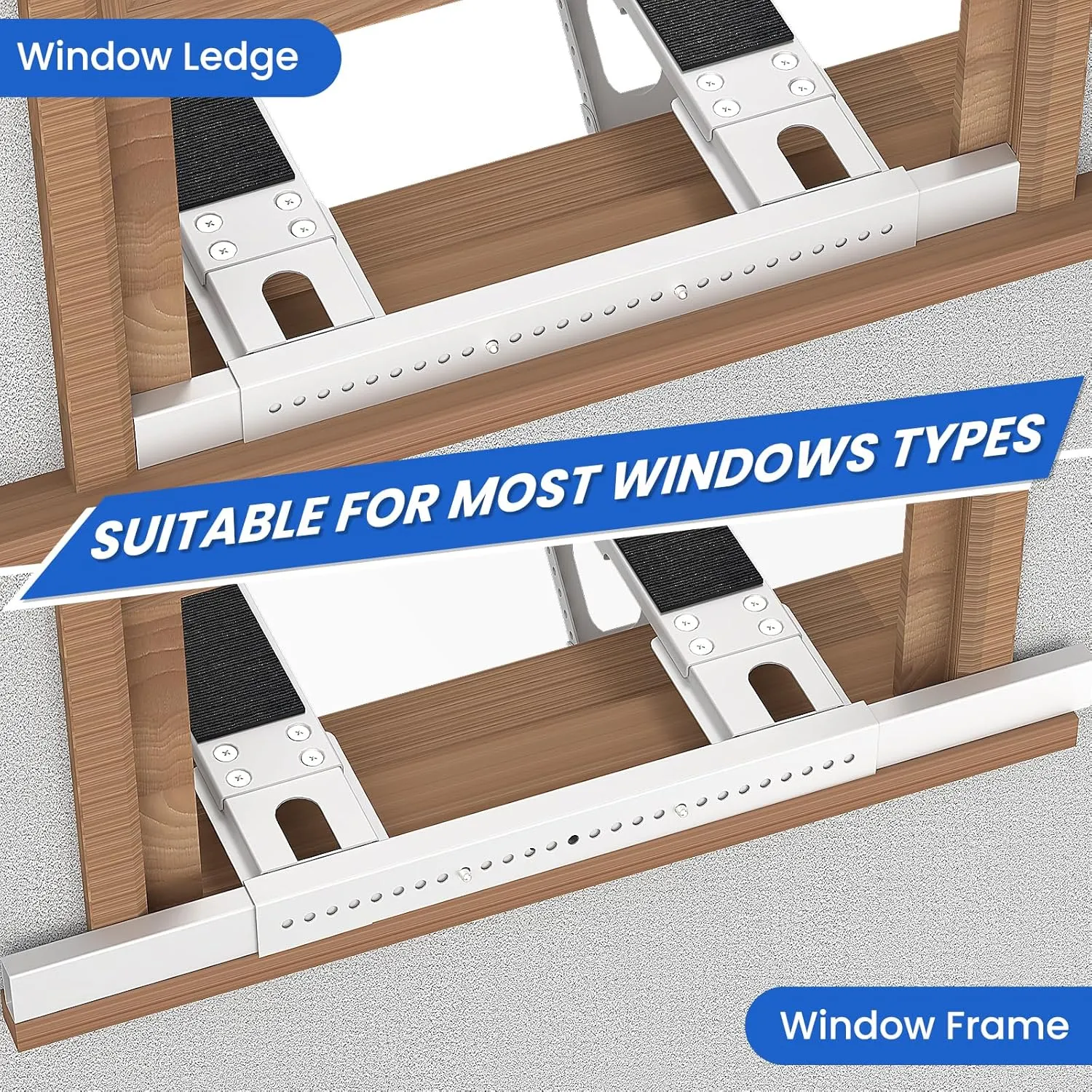 Cesluck No Drill Window AC Support Bracket: Adjustable Air Conditioner Support Bracket, Heavy Duty, Fits Single & Double-Hung Windows, Universal Units for 5000-24000 BTU, Up to 220 lbs