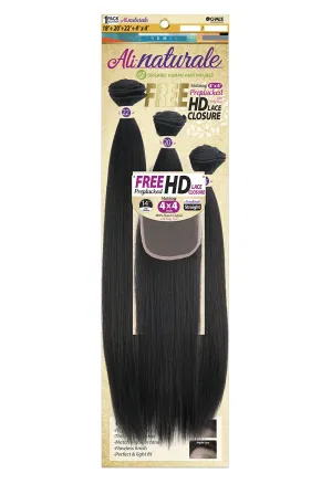 Chade Fashions Ali Naturale Weave Straight 18", 20", 22"   HD 4X4 Closure Human Hair Blended 1 Pack Solution - AN344S5 (OT1B/27)