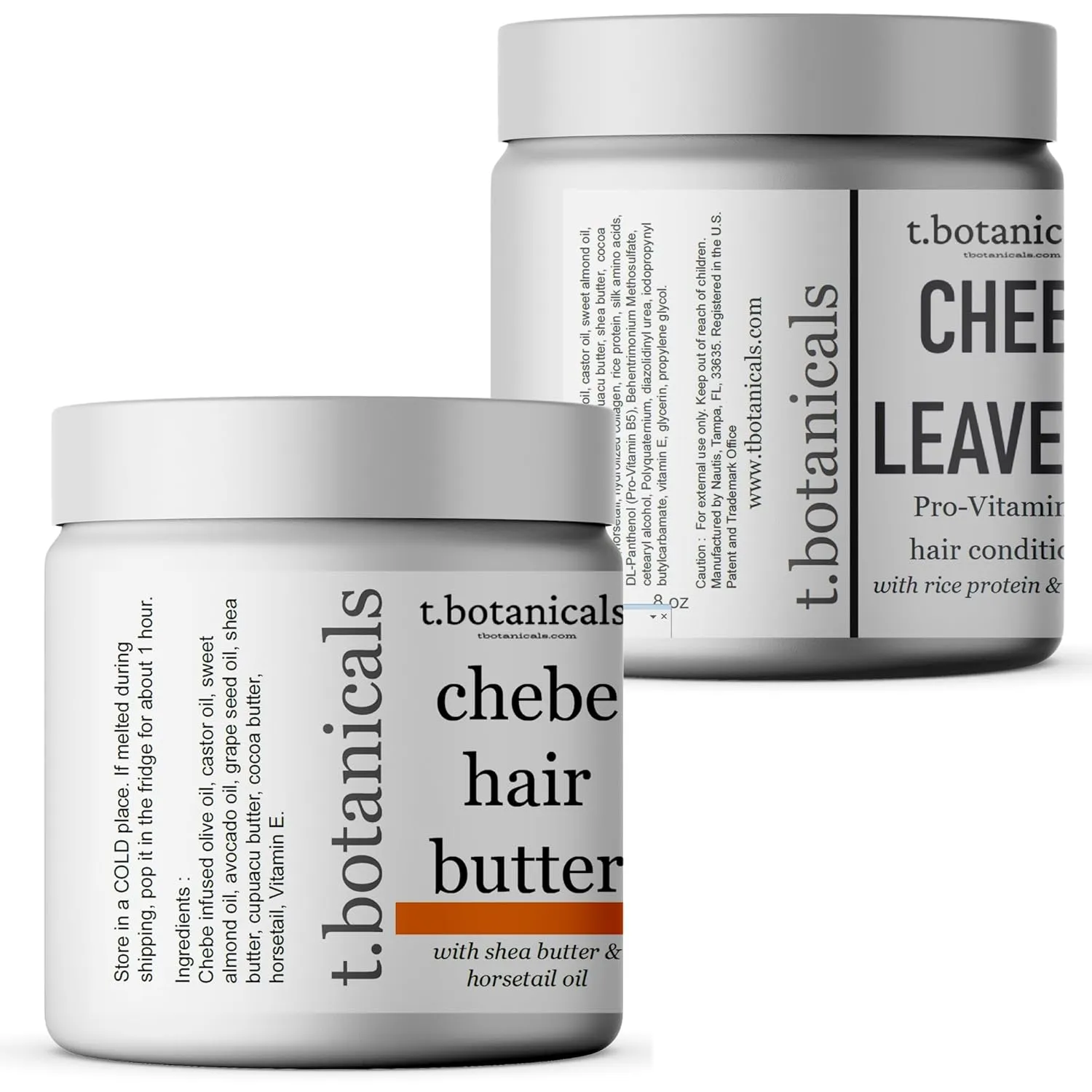 Chebe Butter and Leave In Conditioner Set for Lustrous Locks - Promote Longer, Stronger Hair Growth, Thickening and Eliminate Breakage with Infused Chebe Powder (Lavender, 8 oz each)
