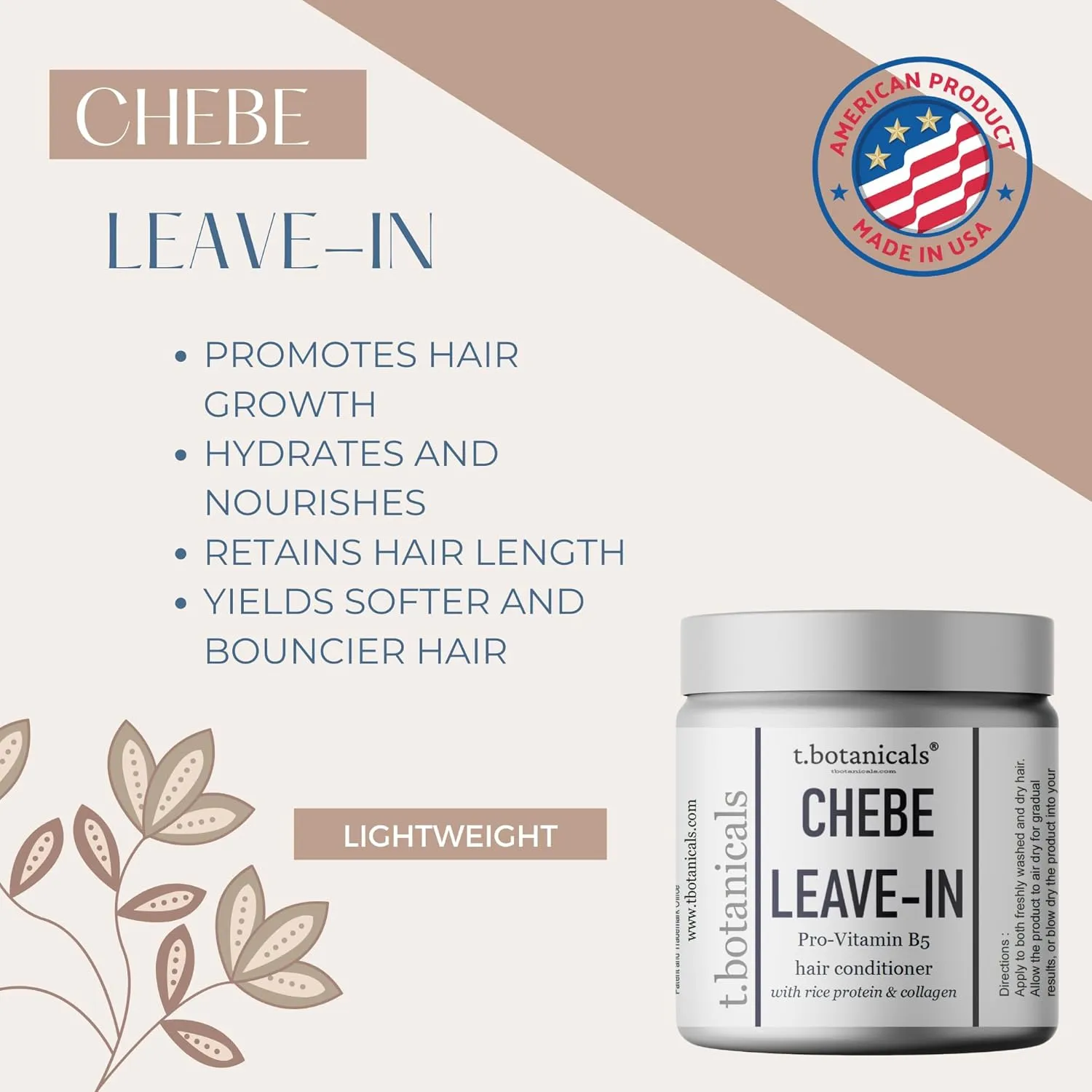 Chebe Leave-In Conditioner for Hair Growth With Provitamin B5, Thickening Strengthening Butter, Powder, Oil, Silk Amino Acids, Collagen (Citrus, 4 Ounce)