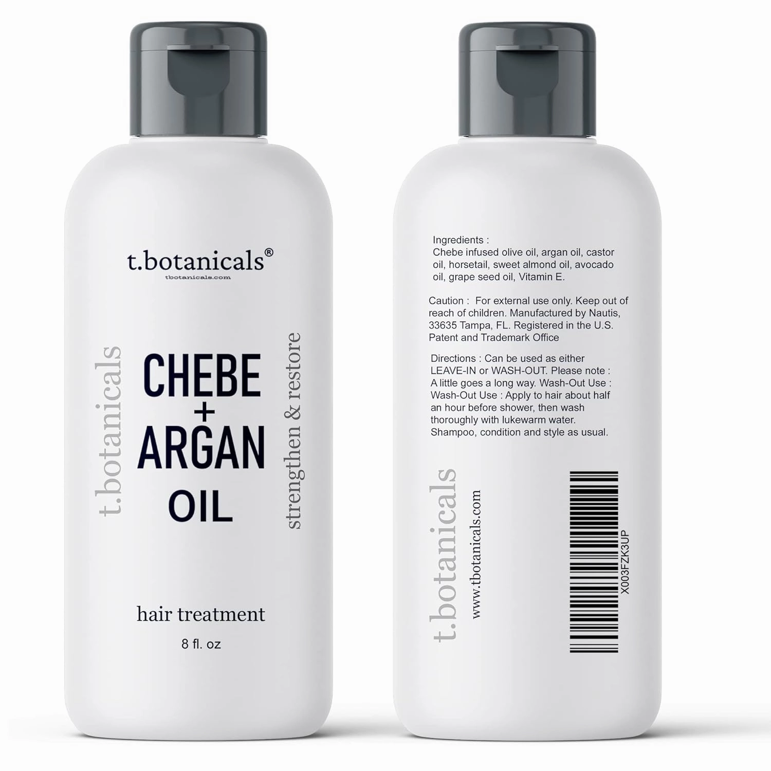 Chebe Oil for Hair Growth, 8 oz. Argan Oil Treatment Hair Thickening Reduce Breakage and Split Ends Prevents Hair Loss with Chebe Powder (Unscented)