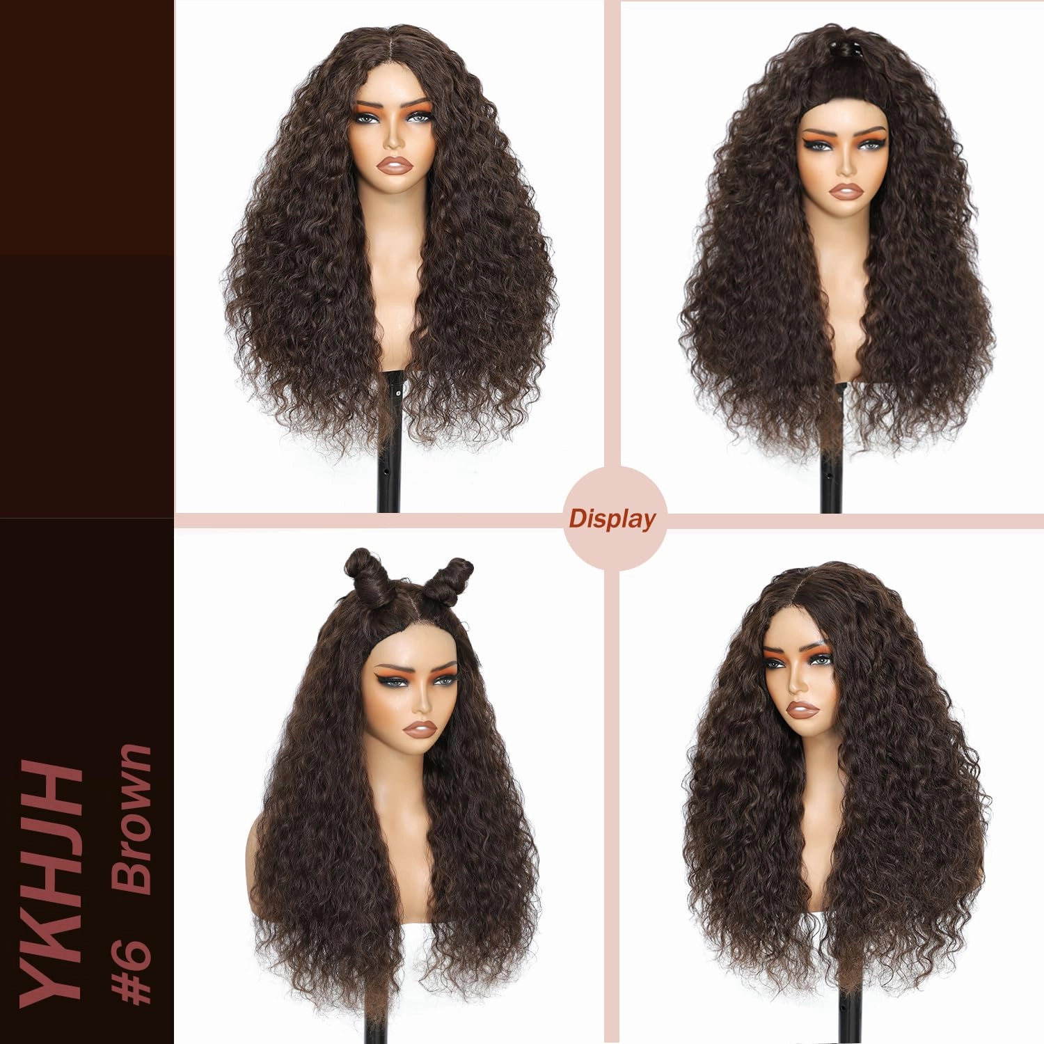 Chocolate Brown 26 Inch Synthetic Lace Front Wig,Curly Hair Lace Front Wigs For Women, Wear And Go Glueless Wig Upgraded with Premium Human-Hair-Like Fiber (Brown)