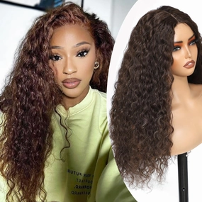 Chocolate Brown 26 Inch Synthetic Lace Front Wig,Curly Hair Lace Front Wigs For Women, Wear And Go Glueless Wig Upgraded with Premium Human-Hair-Like Fiber (Brown)