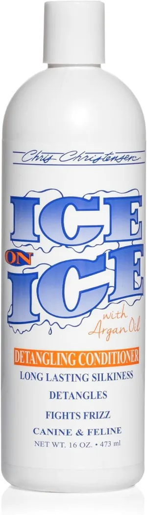 Chris Christensen Ice on Ice Detangling Dog Conditioner, Groom Like a Professional, Dematts, Moisturizes, Creates Long Lasting Silkiness, All Coat Types, Made in USA, 16oz