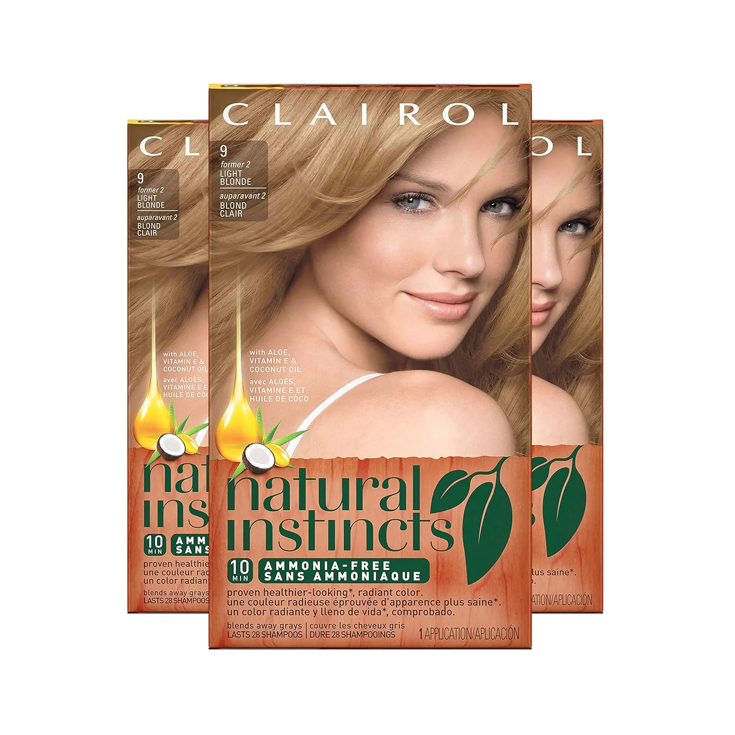 Clairol Natural Instincts Non-Permanent Color, 09 Light Blonde ( pack of 3)