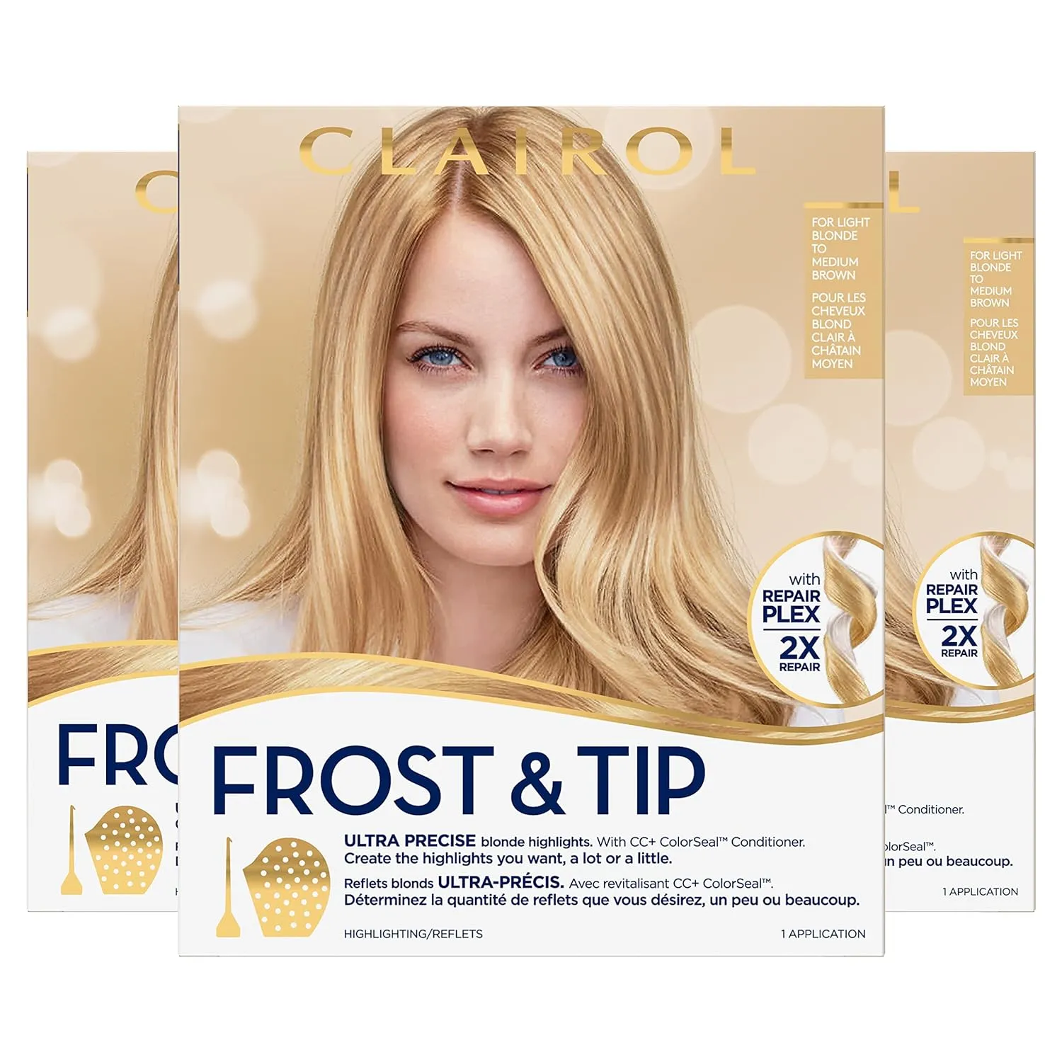 Clairol Nice'n Easy Frost & Tip Original Hair Dye, Light Blonde to Medium Brown Hair Color, Pack of 3