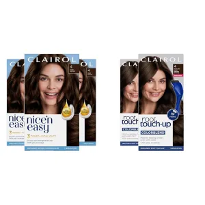Clairol Nice'n Easy Permanent Hair Dye, Dark Brown, Pack of 5 (4 Pack   Root Touch-Up 2 Pack)