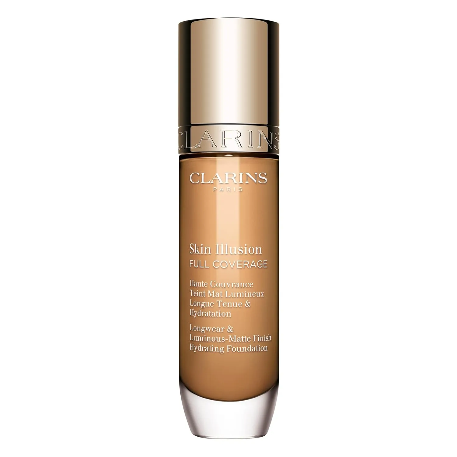 Clarins NEW Skin Illusion Longwear Full Coverage Foundation | Luminous Matte Finish | 24H* Hold and 24H** Hydration | Natural Looking Complexion | Transfer Proof, Sweat Proof and Smudge Proof