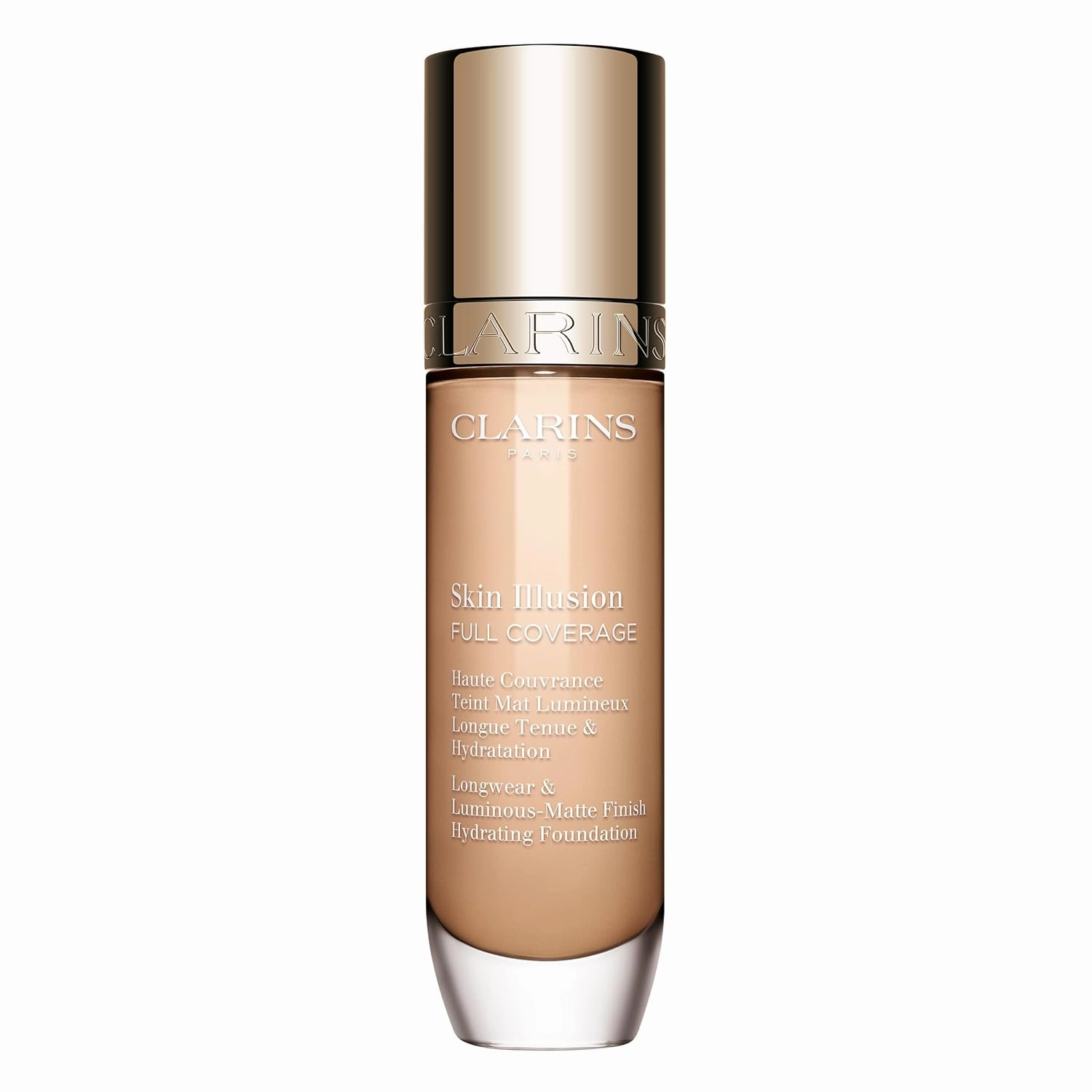 Clarins NEW Skin Illusion Longwear Full Coverage Foundation | Luminous Matte Finish | 24H* Hold and 24H** Hydration | Natural Looking Complexion | Transfer Proof, Sweat Proof and Smudge Proof